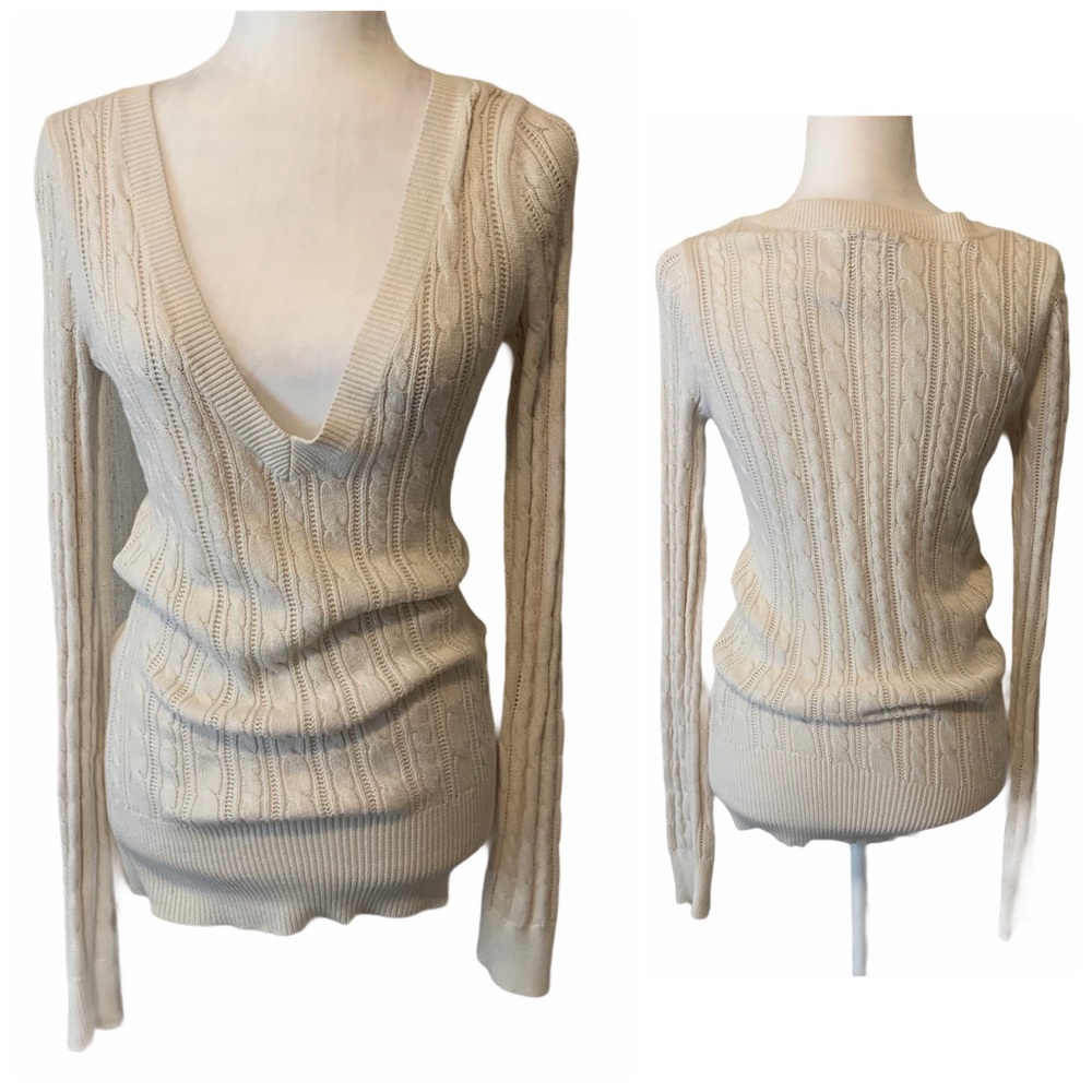 American eagle knit sweater with low plunge neck